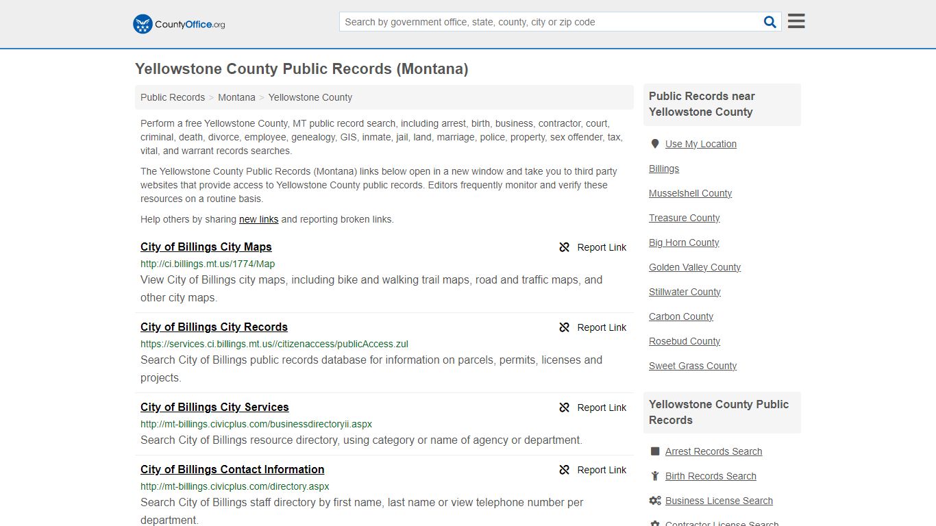 Yellowstone County Public Records (Montana) - County Office